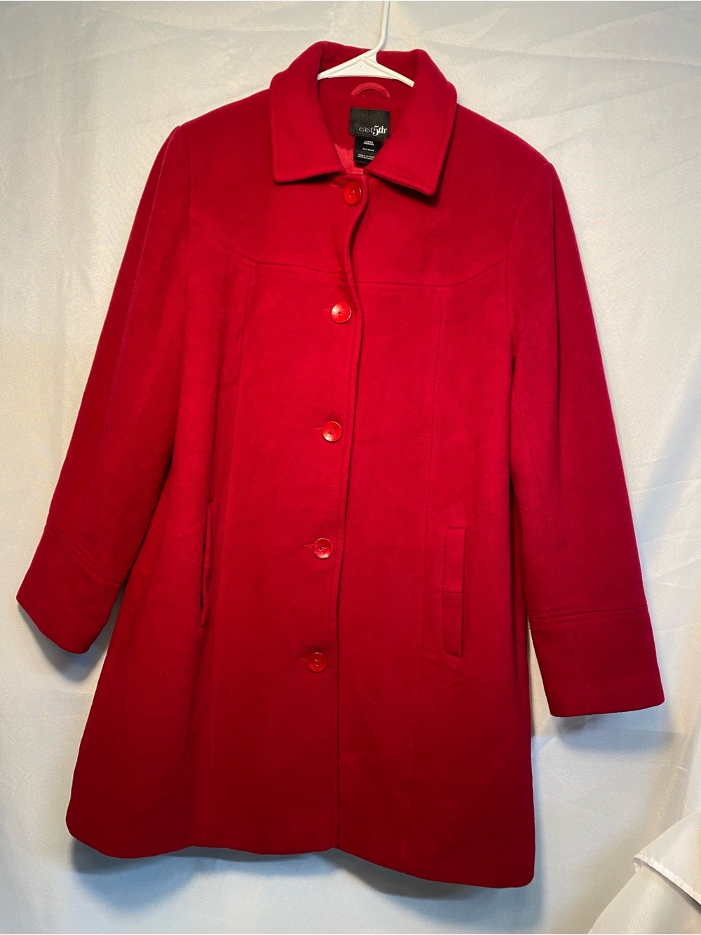 East 5th Red Wool Button-Front Women's Coat